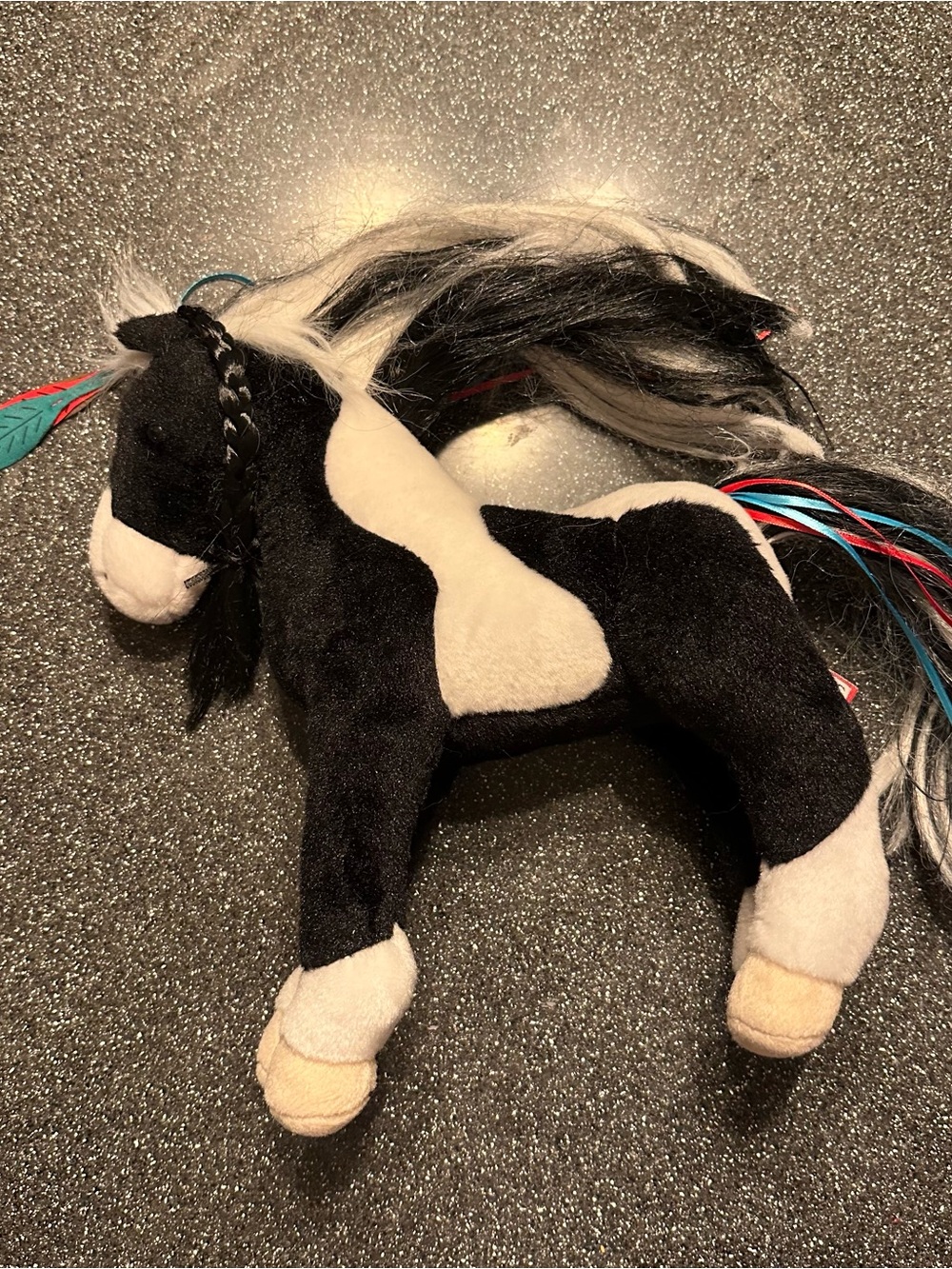 Douglas Cuddle Toy Black & White Tobiano Paint Horse Plush | Native Feathers